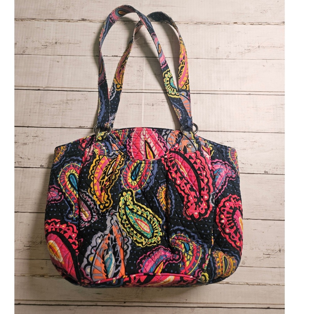 Vera Bradley Twilight Paisley Glenna Quilted Cotton Shoulder Satchel‎ Bag Tote